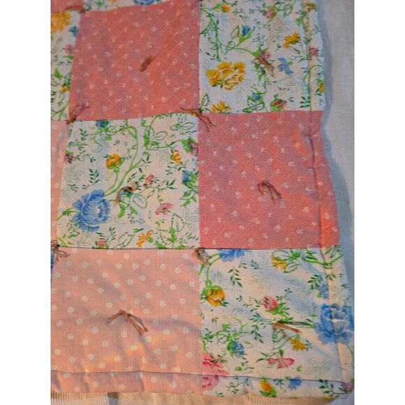 Vintage Shabby Chic Pink Cottagecore Patchwork Throw Blanket - Picture 3 of 11